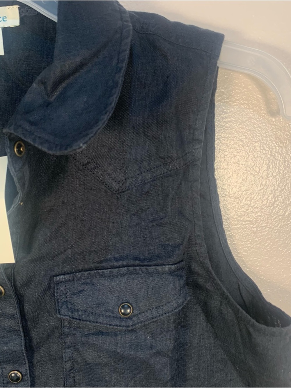 Sundance 100% Linen Button Snap Front Tank Top Shirt - Picture 3 of 10
